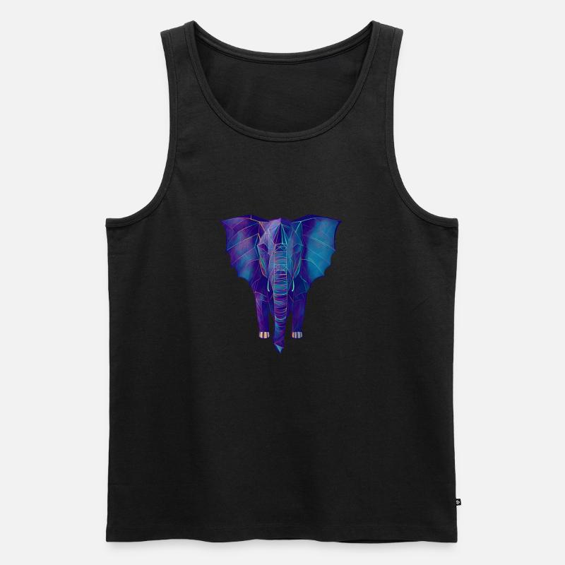 Geometrischer blauer Elefant - Männer Premium Bio Tank Top - Schwarz