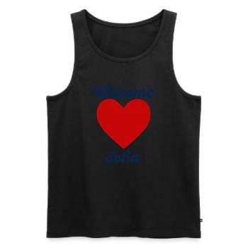 Sofia willkommen - Männer Premium Bio Tank Top - Schwarz - Vorne - AI Model Male 178 light (178cm)