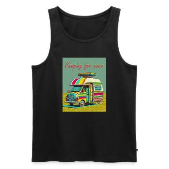 Camping für immer - Männer Premium Bio Tank Top - Schwarz - Vorne - AI Model Male 178 light (178cm)