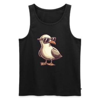 Mouette fraîche avec lunettes de soleil - Débardeur bio Premium Homme - noir - Devant - Michal (187cm)