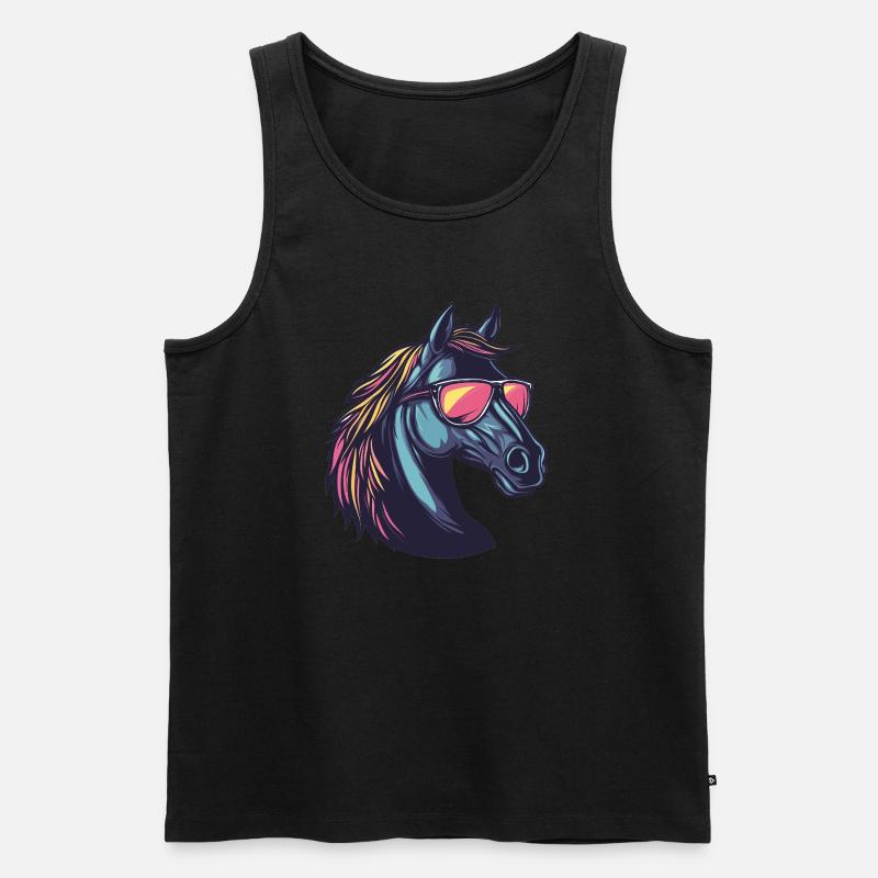 Pferd Sonnenbrille - Männer Premium Bio Tank Top - Schwarz