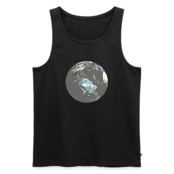 Blauer Planet Adieu, oder Rettet die Erde! Jetzt! - Männer Premium Bio Tank Top - Schwarz - Vorne - AI Model Male 178 light (178cm)