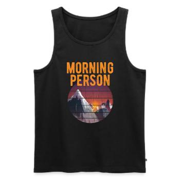 Personne du matin Personne du matin Lève-tôt - Débardeur bio Premium Homme - noir - Devant - AI Model Male 178 light (178cm)