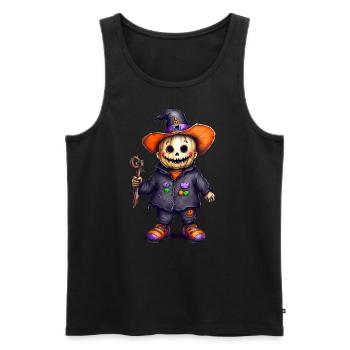 Kürbis Halloween Monster Vogelscheuche Hexenhut - Männer Premium Bio Tank Top - Schwarz - Vorne - Michal (187cm)
