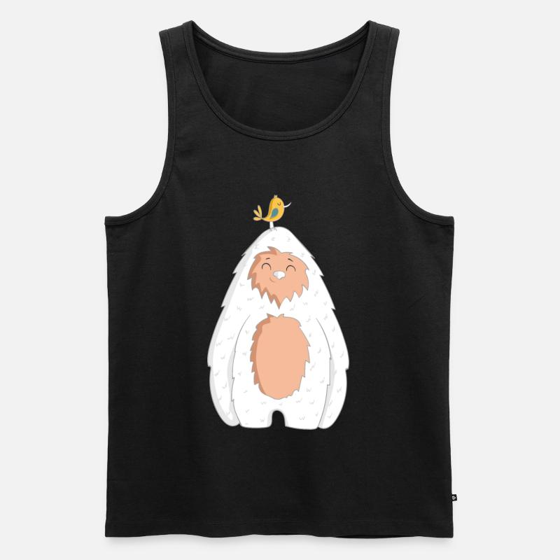 Yeti mit Vogel - Männer Premium Bio Tank Top - Schwarz