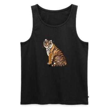 Tiger - Men's Premium Organic Tank Top - black - Front - Michal (187cm)