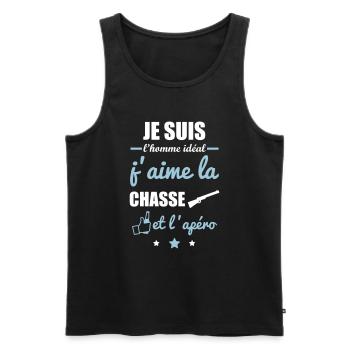 Homme idéal Chasse, cadeau pour chasseur - Débardeur bio Premium Homme - noir - Devant - Michal (187cm)