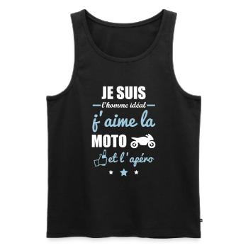 Homme idéal Moto, motard,cadeau - Débardeur bio Premium Homme - noir - Devant - Michal (187cm)