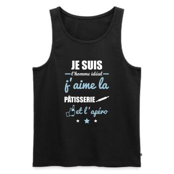 Homme idéal Pâtisserie, pâtissier, patissier - Débardeur bio Premium Homme - noir - Devant - Michal (187cm)