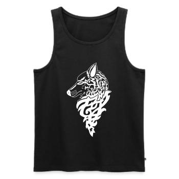 Loup blanc génie de la forêt - Débardeur bio Premium Homme - noir - Devant - Michal (187cm)