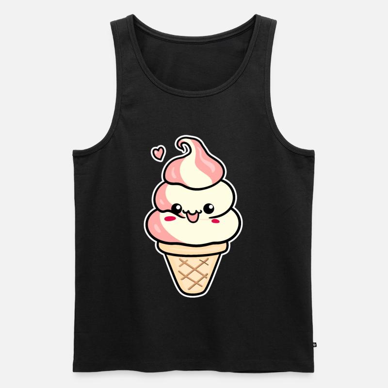 Cartoon Eiscreme - Männer Premium Bio Tank Top - Schwarz