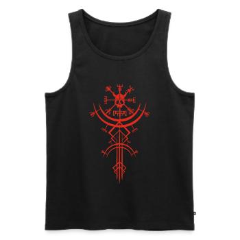Red skull and Viking compass - Men's Premium Organic Tank Top - black - Front - AI Model Male 178 light (178cm)