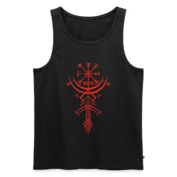 Rotes Symbol eines Wikinger-Kompasses - Männer Premium Bio Tank Top - Schwarz - Vorne - AI Model Male 178 light (178cm)
