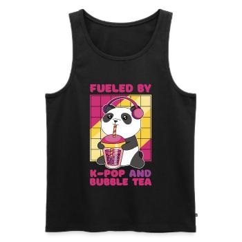 Niedlicher Panda mit Bubble Tea und Kopfhörern - Männer Premium Bio Tank Top - Schwarz - Vorne - AI Model Male 178 light (178cm)