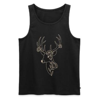 Cerf élégant à décor floral - Débardeur bio Premium Homme - noir - Devant - Michal (187cm)
