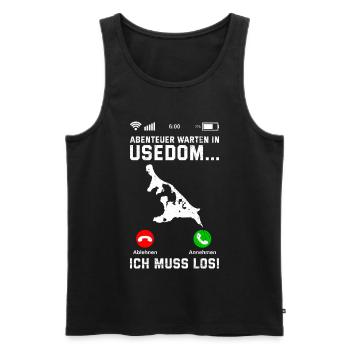 Insel Usedom ABENTEUER WARTET IN USEDOM MUSS LOS - Männer Premium Bio Tank Top - Schwarz - Vorne - Michal (187cm)