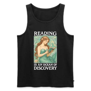 Reading Mermaid in the Ocean of Books - Men's Premium Organic Tank Top - black - Front - Michal (187cm)