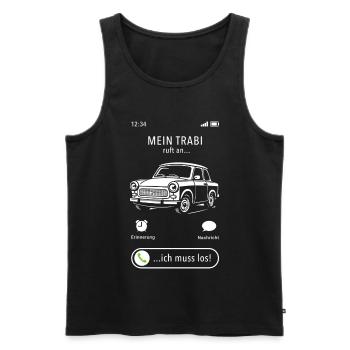Mein Trabi ruft an - ich muss los - Spruch - Männer Premium Bio Tank Top - Schwarz - Vorne - Michal (187cm)