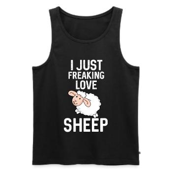 I Freaking Love Schafe | Funny Sheep Design - Männer Premium Bio Tank Top - Schwarz - Vorne - AI Model Male 178 light (178cm)