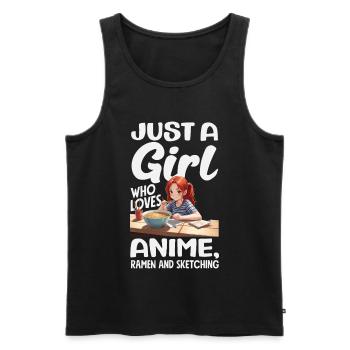 Girl Loves Anime Ramen And Drawing - Men's Premium Organic Tank Top - black - Front - Michal (187cm)