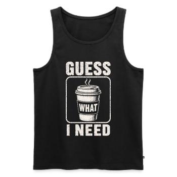 Café, devine ce qu’il me faut, chemise. - Débardeur bio Premium Homme - noir - Devant - AI Model Male 178 light (178cm)