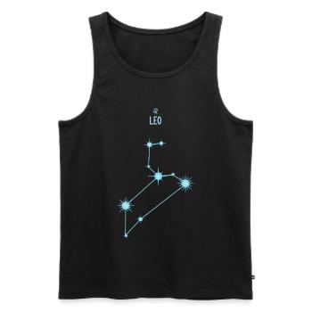 Constellation d’étoile du signe du Lion Bleu pastel - Débardeur bio Premium Homme - noir - Devant - Michal (187cm)