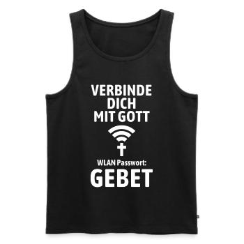 Verbinde dich mit Gott - Gebet WLAN - Männer Premium Bio Tank Top - Schwarz - Vorne - Michal (187cm)