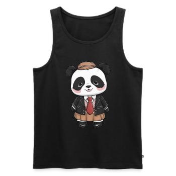 Panda kawaii vêtu d’un uniforme scolaire traditionnel - Débardeur bio Premium Homme - noir - Devant - Michal (187cm)