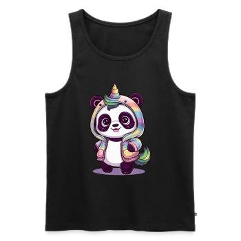 Niedlicher Einhorn Panda - Männer Premium Bio Tank Top - Schwarz - Vorne - AI Model Male 178 light (178cm)