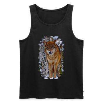 wolf - Men's Premium Organic Tank Top - black - Front - AI Model Male 178 light (178cm)