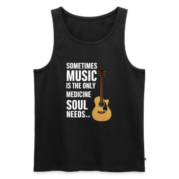 Citation music - Sometimes music is the only - Débardeur bio Premium Homme - noir - Devant - AI Model Male 178 light (178cm)