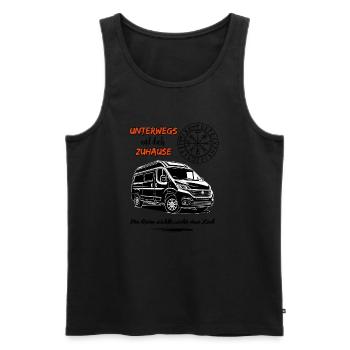 Camping van camping-car dicton avec boussole - Débardeur bio Premium Homme - noir - Devant - Michal (187cm)