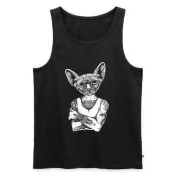 Sphynx Katze - Männer Premium Bio Tank Top - Schwarz - Vorne - Michal (187cm)