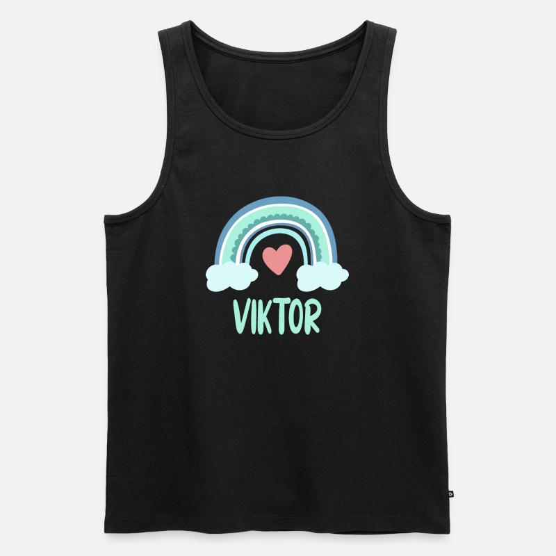 Viktor Name Regenbogen Baby - Männer Premium Bio Tank Top - Schwarz