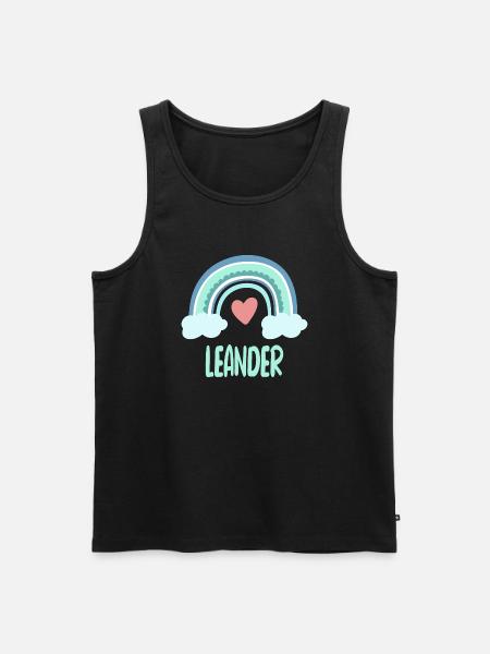 Leander Name Regenbogen Baby - Männer Premium Bio Tank Top - Schwarz