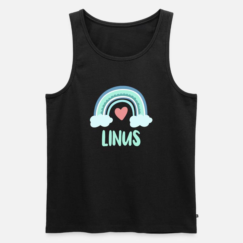 Linus Name Regenbogen Baby - Männer Premium Bio Tank Top - Schwarz