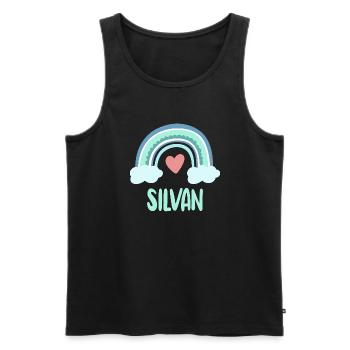 Silvan Name Regenbogen Baby - Männer Premium Bio Tank Top - Schwarz - Vorne - Michal (187cm)