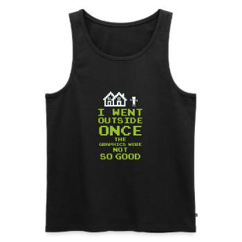 I went outside once. The graphics were not so good - Männer Premium Bio Tank Top - Schwarz - Vorne - AI Model Male 178 light (178cm)