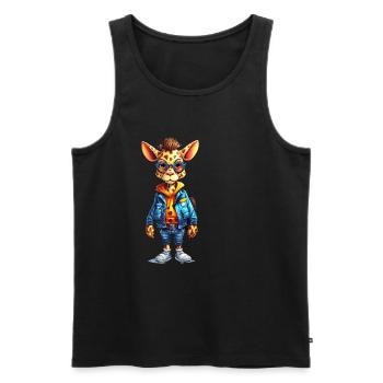 Dessin animé girafe mignon - Débardeur bio Premium Homme - noir - Devant - AI Model Male 178 light (178cm)