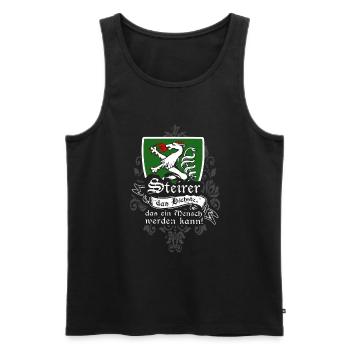 Steirer – Das Höchste, was ein Mensch werden kann - Männer Premium Bio Tank Top - Schwarz - Vorne - AI Model Male 178 light (178cm)