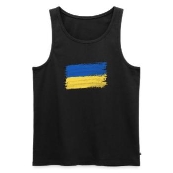 Ukraine Flag Peace Support Kiev War - Men's Premium Organic Tank Top - black - Front - AI Model Male 178 light (178cm)