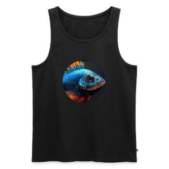 Fish,colorful,sequins,glitter,blue - Men's Premium Organic Tank Top - black - Front - AI Model Male 178 light (178cm)