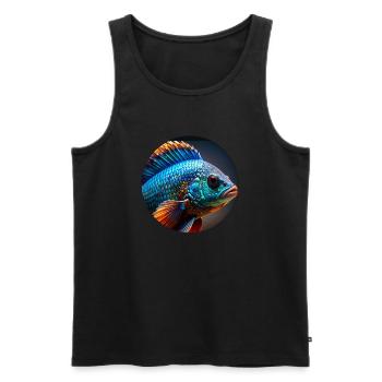 Fish,colorful,sequins,glitter,blue - Men's Premium Organic Tank Top - black - Front - AI Model Male 178 light (178cm)