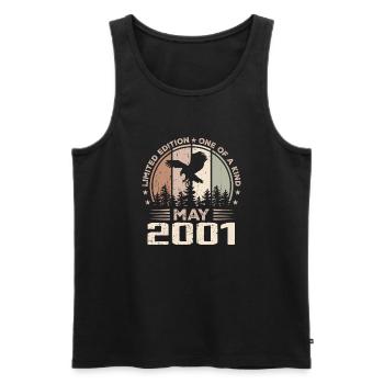 Incomparable since May 2001, 23rd Anniversary - Men's Premium Organic Tank Top - black - Front - Michal (187cm)