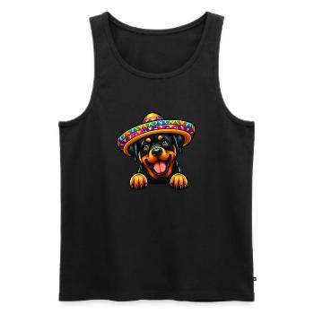 Célébration du Cinco de Mayo Rottweiler Mexique - Débardeur bio Premium Homme - noir - Devant - Michal (187cm)