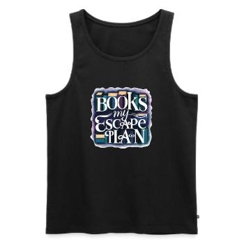 Leseratte Bücherwurm Spruch My Escape Plan - Männer Premium Bio Tank Top - Schwarz - Vorne - AI Model Male 178 light (178cm)