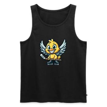 Poulet Poussin Joueur de Hockey Angel Ice Hockey Club - Débardeur bio Premium Homme - noir - Devant - AI Model Male 178 light (178cm)