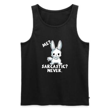 Ich sarkastisch? Niemals! Hase - Männer Premium Bio Tank Top - Schwarz - Vorne - AI Model Male 178 light (178cm)