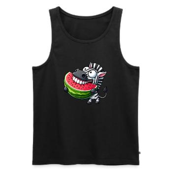 Whimsical Zebra Watermelon Cheerful Teeth Show - Men's Premium Organic Tank Top - black - Front - Michal (187cm)
