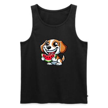 Beagle Wassermelone süßer Hund mit Melone Sommer - Männer Premium Bio Tank Top - Schwarz - Vorne - AI Model Male 178 light (178cm)